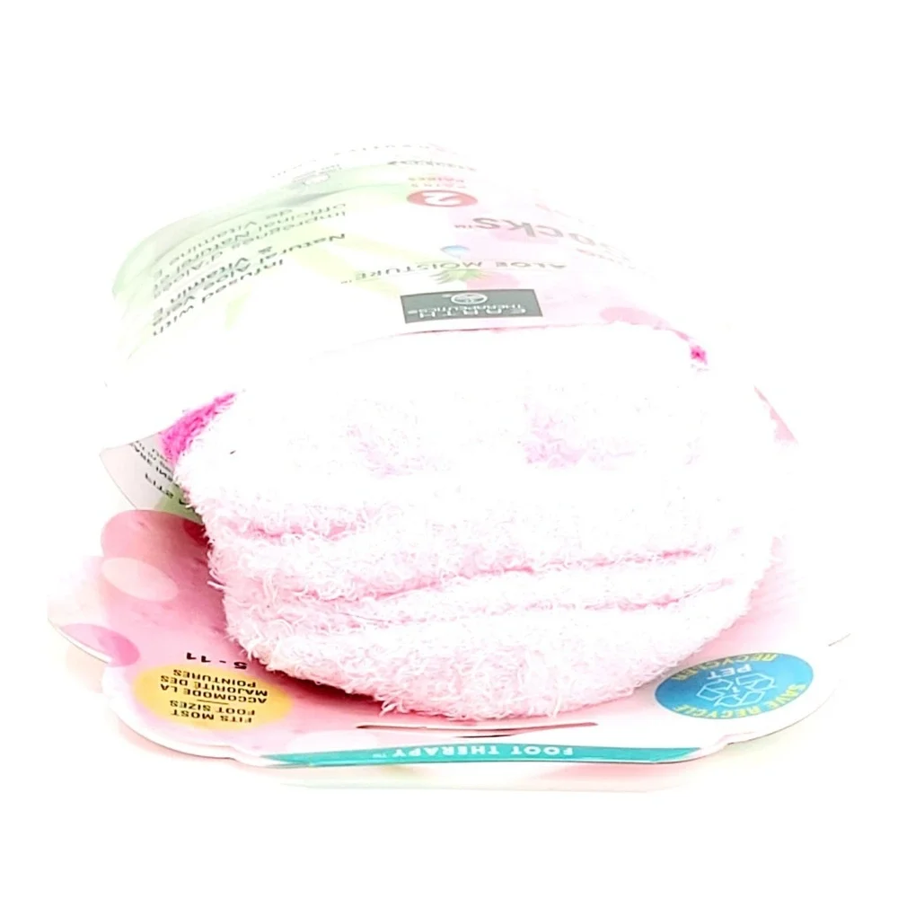 NEW Earth Therapeutics ALOE MOISTURE Socks Pink 2 Pair Pack Spa Foot Therapy